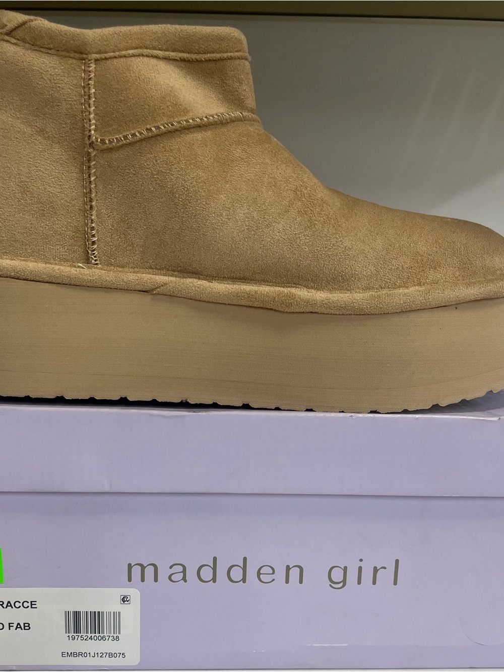 Madden Girl Tan Platform Suede Ankle Boot